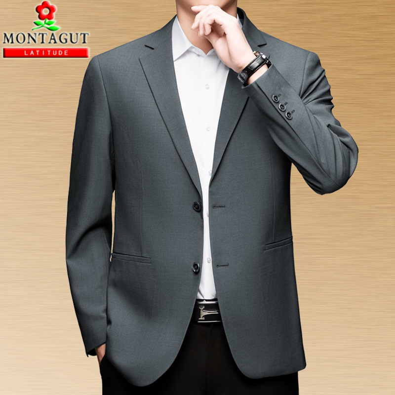 Montagut Mulberry Silk Blazer for Men, Spring New High-End Business Casual Suit, Thin Non-Iron Single Blazer