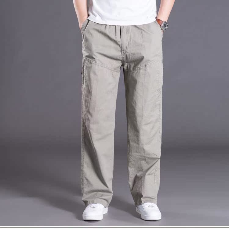 Mùa hè quần mỏng nam giản dị Plus béo XL quần dài rộng Chất liệu cotton nhiều túi shop đồ nam
