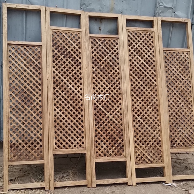 Old elm wood door panel weathered doors and windows porch solid wood partition lattice Chinese style screen homestay folding door lattice