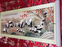 Panda hanging painting manufacturer direct sales Shu embroidery national treasure map handmade for foreigners Chengdu special gifts Shu treasure embroidery treasure