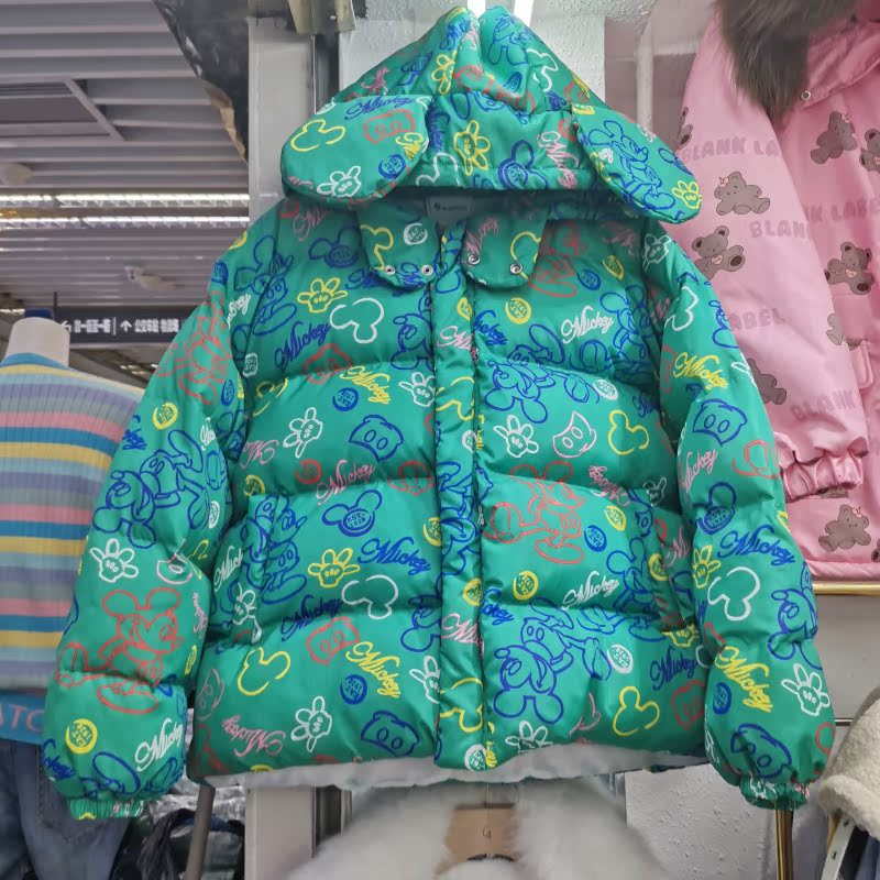 GreenBear Ears Mickey printing cotton-padded clothes loose coat female 2020 new pattern Autumn and winter Versatile over size Cotton tide