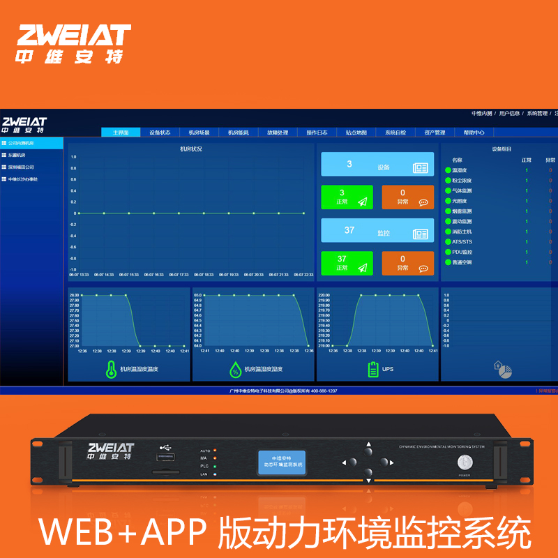 Computer room environment monitoring system SMS remote alarm power outage smoke leakage temperature and humidity power detection host