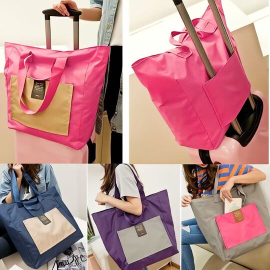 Travel bag, men's luggage bag, large-capacity portable luggage bag, women's short-distance storage bag, foldable pull-on trolley case