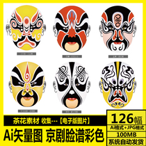 Chinese Opera drama Beijing opera characters color facial makeup AI vector HD electronic picture material printing spray painting