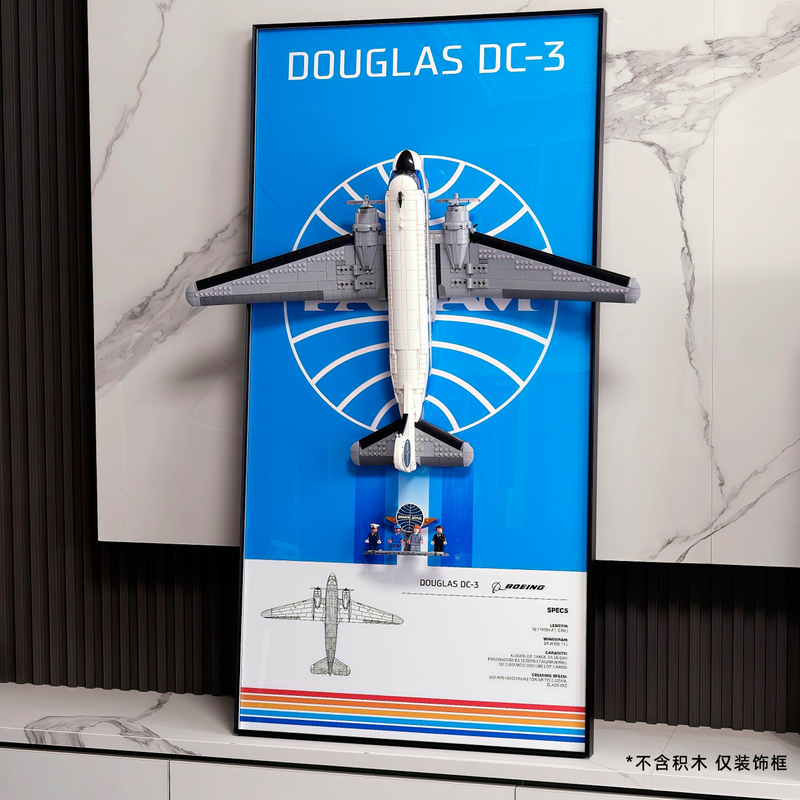 Suitable for Lego 11378 Douglas Dc-3 Passenger Plane Building Blocks Wall Display Photo Frame Storage Background Hanging Board