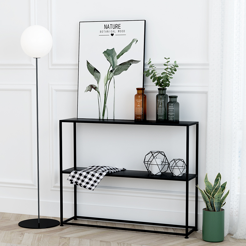 Nordic minimalist wrought iron bookshelf rack floor multi-layer creative living room bedroom bedside simple storage shelf partition