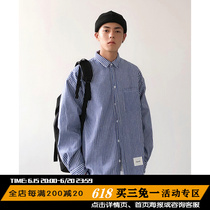 REEZ 2022 Spring Autumn Day Ensemble Vertical Striped Shirt Male Loose Long Sleeve Student Tide Lining Woman Bf Jacket