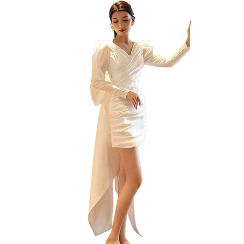 Свадебное платье для невесты, лонгслив с бантиком, вечернее платье, изысканный стиль, французский стиль