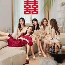 Wedding womens dressing gown with skirt sexy French wedding party nightgown bridal bridesmaid long pajamas senior girlfriends