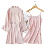 Осенний летний шелковый банный халат, красный лонгслив для невесты, короткий рукав, для подружки невесты