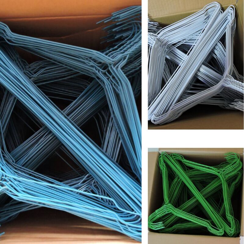 Disposable Hangers for Dry Cleaners, Blue, White, Green, 600 Pieces Per Box
