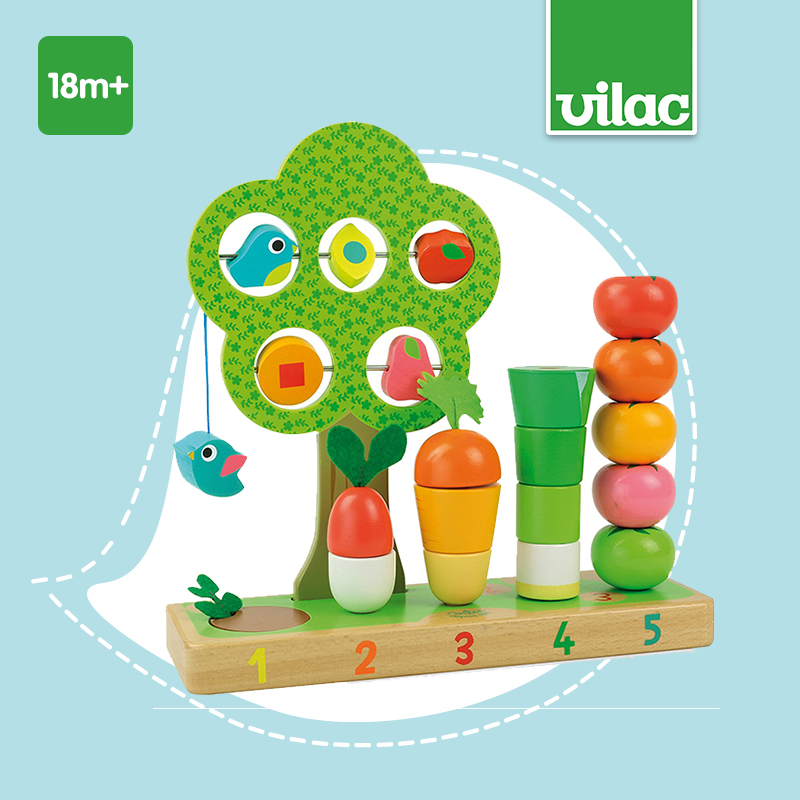 French original Vilac learning to count vegetables in the vegetable garden Color cognitive stacking tower stacking children's wooden toys