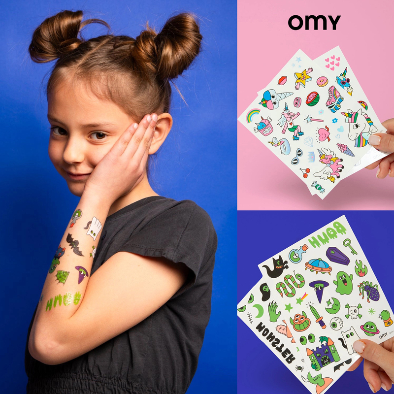 French Omy Cute Unicorn Dinosaur Long-Lasting Gold Tattoo Stickers for Kids and Babies, Safe Luminous Tattoo Stickers French Omy Cute Unicorn Dinosaur Long-Lasting Gold Tattoo Stickers for Kids and Babies, Safe Luminous Tattoo Stickers