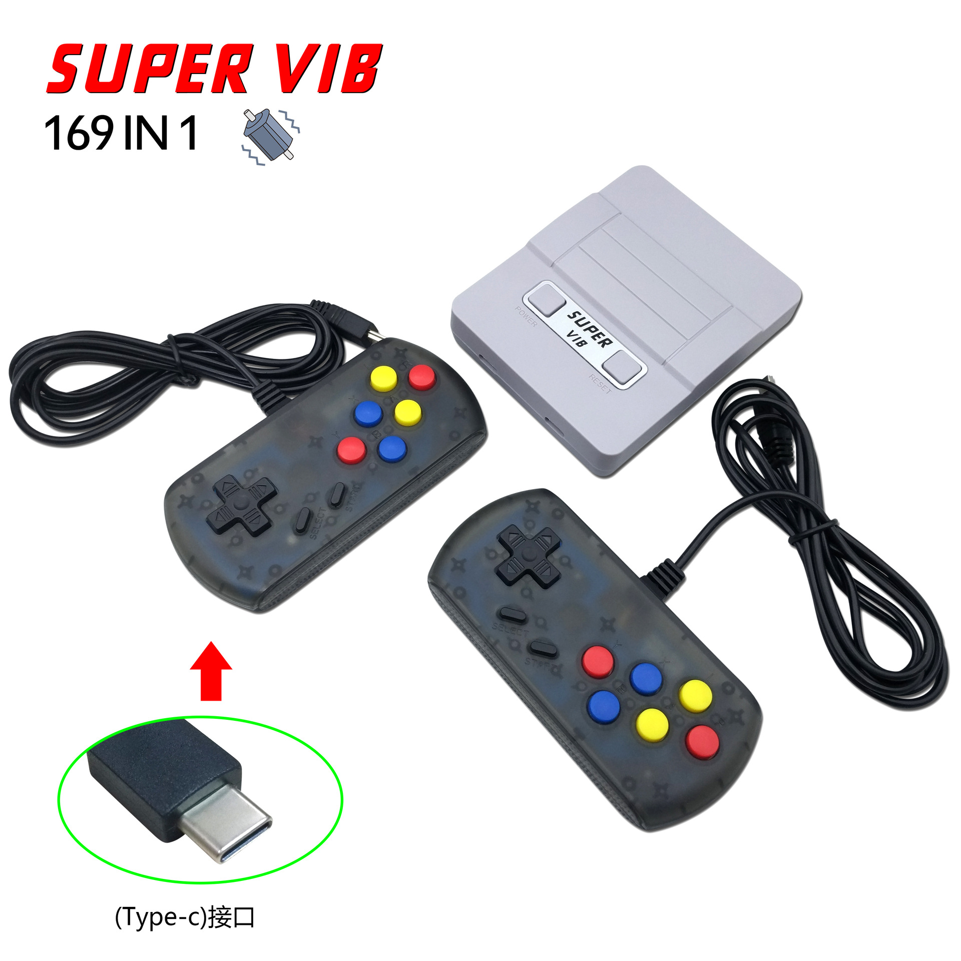 Máy rung siêu tốc VIB-TV xử lý trò chơi video SNES máy rung trò chơi máy màu đỏ và trắng Máy chơi game gia đình FC - Kiểm soát trò chơi mua tay cầm chơi game