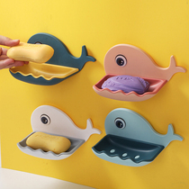 Whale soap box soap box cute punch-free wall-mounted suction cup home bathroom toilet drain rack