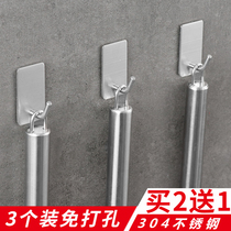Kitchen hook 304 stainless steel strong adhesive hook bathroom non-hole power plug Shard adhesive hook