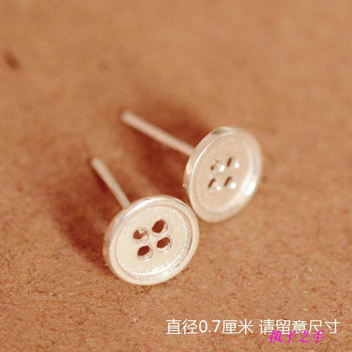 Dongdaemun simple fashion s925 sterling silver earrings Korean version of female personality button earrings sweet button earrings earrings