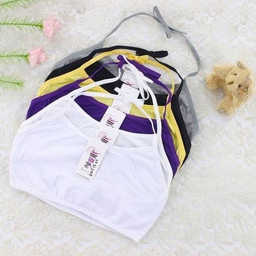 Cô gái đồ lót phát triển chính học sinh trung học bông áo ngực treo cổ kiểu dây đeo strapped ngực sling.