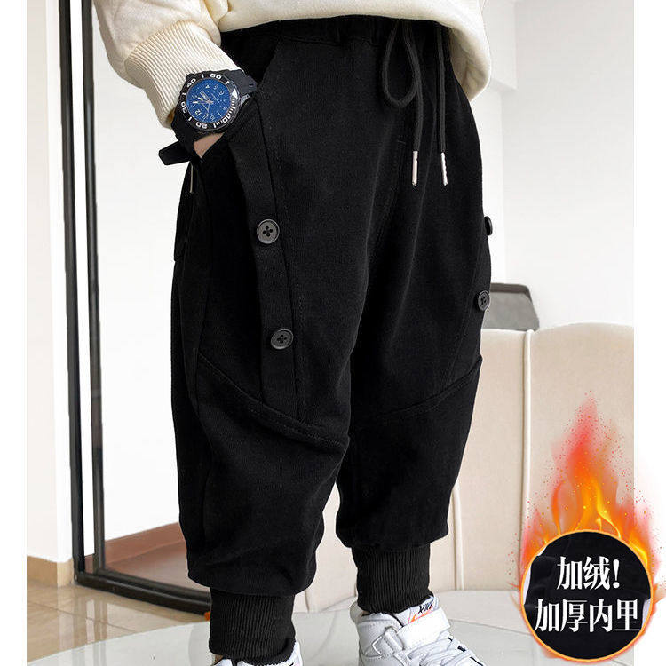 Children Pants Baby Autumn Winter Plus Suede Long Pants Boy Girl High Waist Thickened Children Integral Suede Sports Pants
