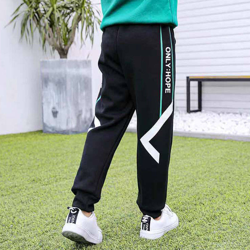 Boys' pants plus plush thick sweatpants spring and autumn model in the big boy fat boy Korean version of the handsome children's trousers trend