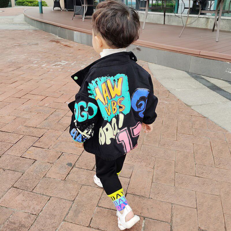 Boys denim jacket 2021 spring new spring and autumn 3 children's suit baby 5 boys casual jacket tide Ocean school