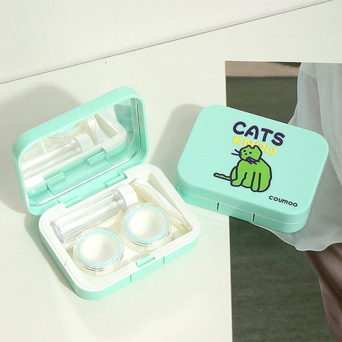 Сиреневые мультяшные брендовые невидимые очки, двойная портативная переносная коробка, широкая цветовая палитра