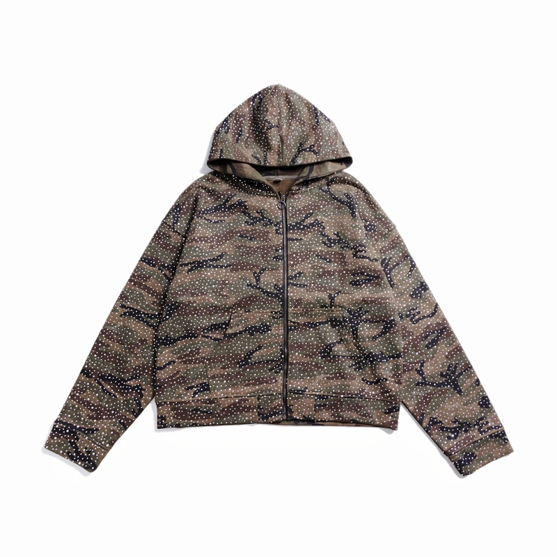 【Good Morning, Same Style】Epochbrand Full Diamond Camouflage Hooded Sweatshirt Jacket