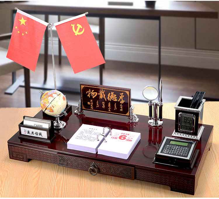 Boss office furnishing articles ornaments high - end desktop text sets the creative pen container desk calendar enterprise custom work plan for 2021 desk calendar calendar stand company business wooden base