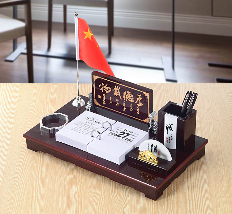 Boss office furnishing articles ornaments high - end desktop text sets the creative pen container desk calendar enterprise custom work plan for 2021 desk calendar calendar stand company business wooden base