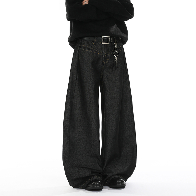 Phoenix Yz Retro Denim Raw Denim Silhouette Curved Jeans Unisex Trendy Brand High-End Wide-Leg Pants