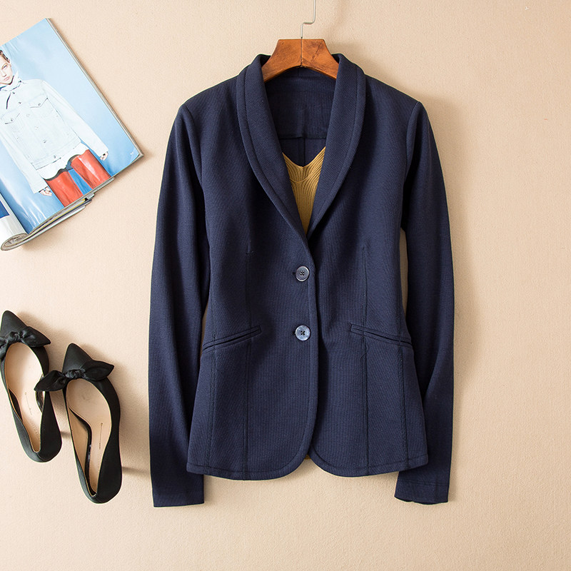 Now just super thin comfortable breathable knitted fabric two buttons women's thin blazer 196167