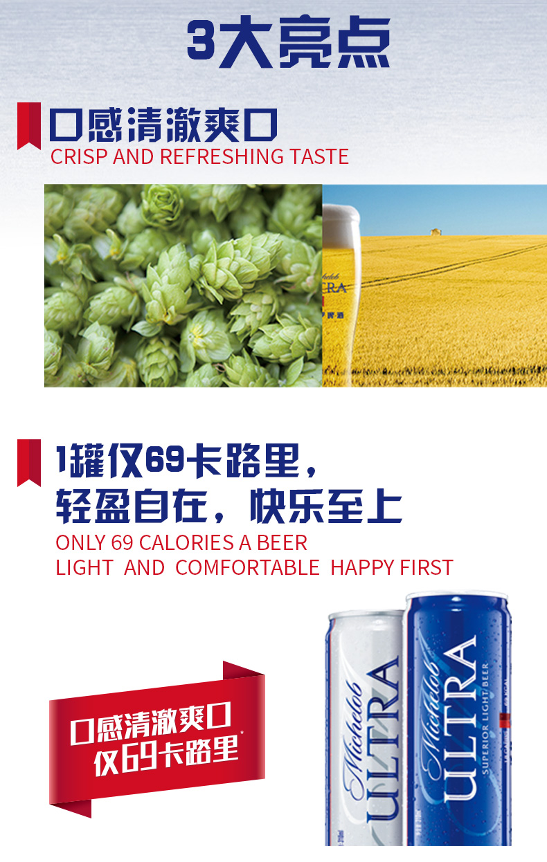 临期特价 百威 米凯罗 低卡小麦啤酒 一听仅69大卡 310ml*24听 图3