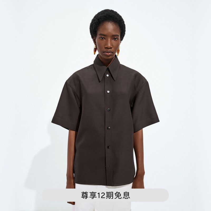 [Gift] Bv Bottega Veneta New Summer Product Women's Wool and Mulberry Silk Shirt