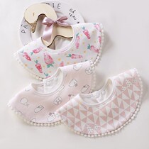 ins Nordic wind baby round mouth water towel waterproof pure cotton petal pocket for rotation 360-degree newborns anti-spit