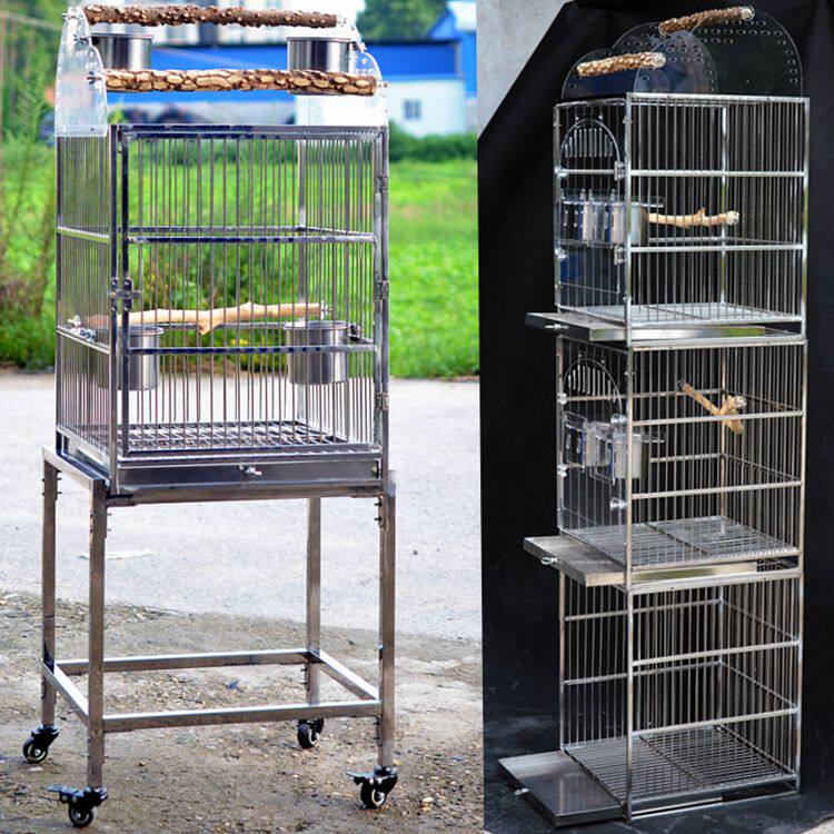Stainless steel bird cage large parrot cage Gray machine parrot cage superimposed combined bird cage Amazon luxury parrot cage