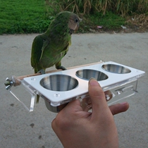 Acrylic bird food cup with cup holder Anti-gnawing bird food tank food bowl food bowl food trough Anti-throwing food anti-sprinkling and splash-proof station rack