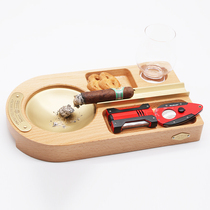 Cigar ashtray monsoon jifeng cigar ashtray solid wood fashion business with red wine glass ashtray set