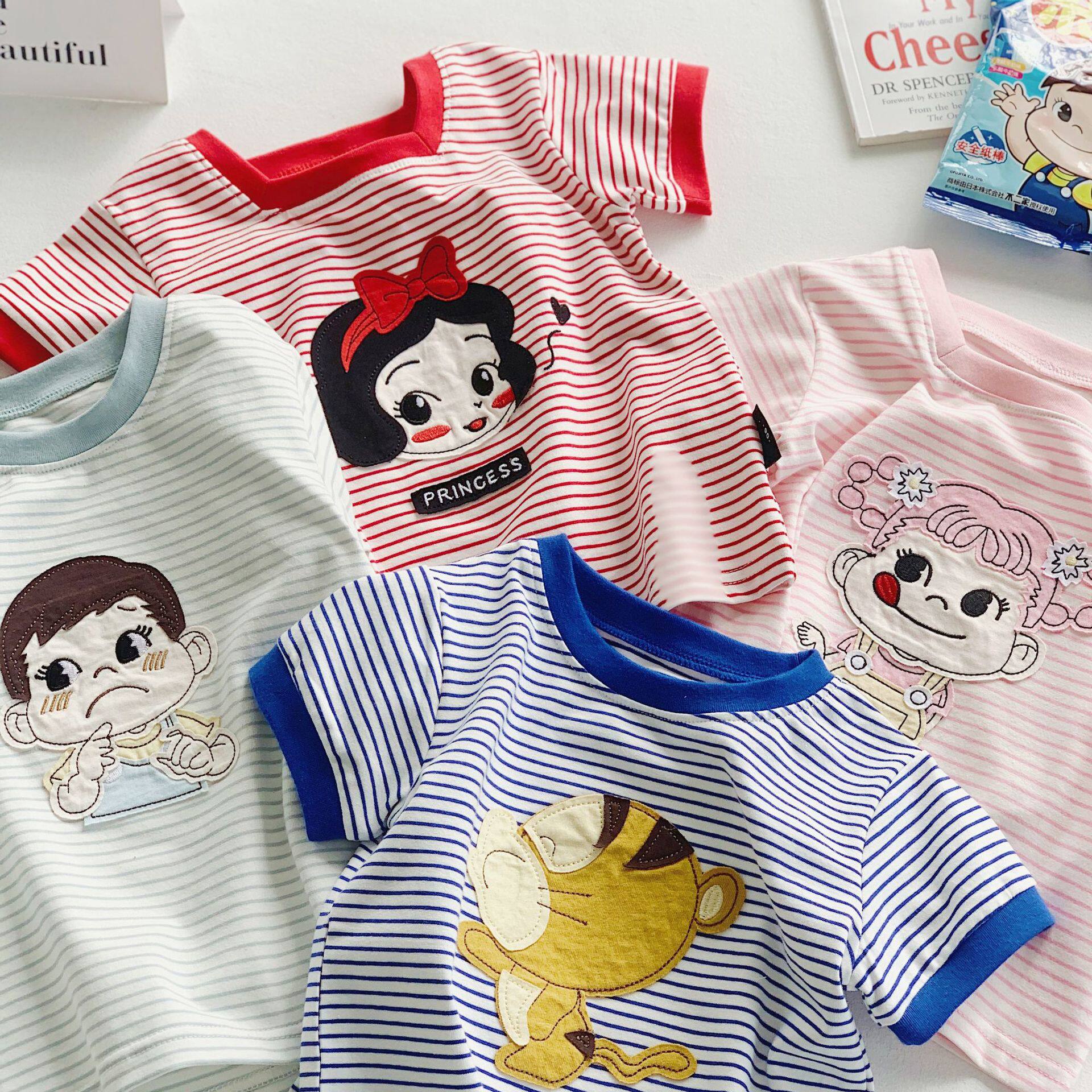 Baby boy half-sleeved girls summer short-sleeved cotton t-shirt boy baby children's clothing tops children's cartoon bottoming shirt