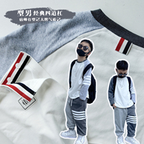 Japan-ROK TB College Wind Four bars Shoulder Sleeves Children Long Sleeves T-shirt Spring Autumn Money Boy Girl Girl Baby Beat