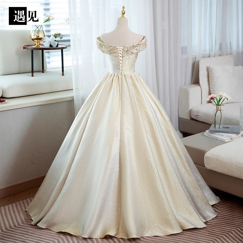 Evening Dress 2026 New Style High-Quality One-Shoulder Annual Meeting Stage Host Toast Dress Vocal Performance Exam Dress for Women