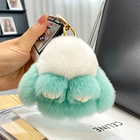 Белый + зеленый (из меха кролика рекс) 10см.