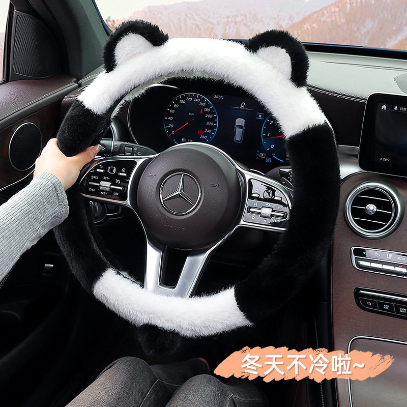 Car Steering Wheel Cover, Warm Winter Plush, for Women, 2026 New Model, High-End, Anti-Freeze, Cute Cartoon