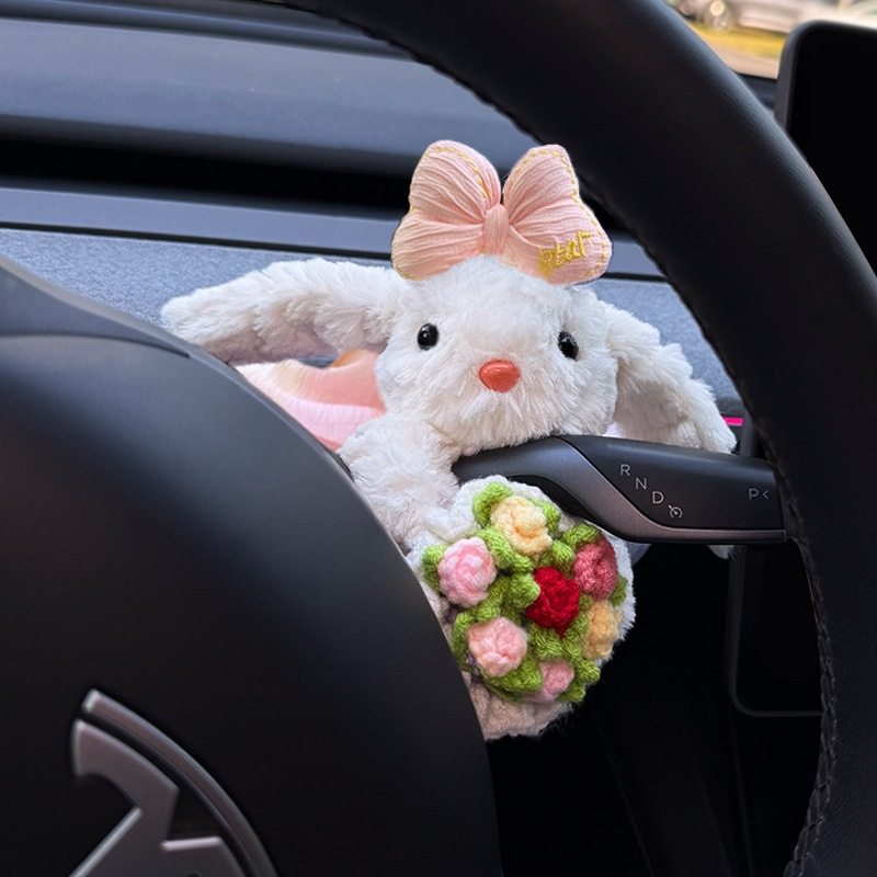 Rabbit Car Interior Decoration Gear Shift Knob Turn Signal Wiper Ornament Doll Cute and Fun 2026 New Model