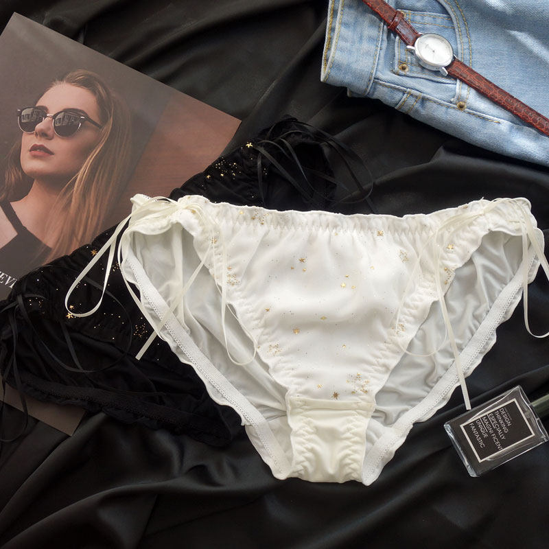 Milk silk underwear female cute Japanese sweet girl low waist ice silk cotton crotch girls briefs shorts head