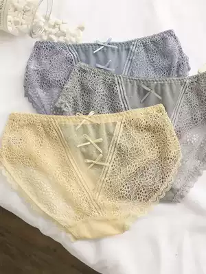 Ladies underwear lace hot temptation ultra-thin non-trace regret mid-waist mesh see-through underwear summer thin breathable