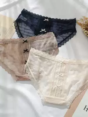 Black lace panties female ultra-thin hot girl birthday mesh transparent sexy breathable ice silk briefs