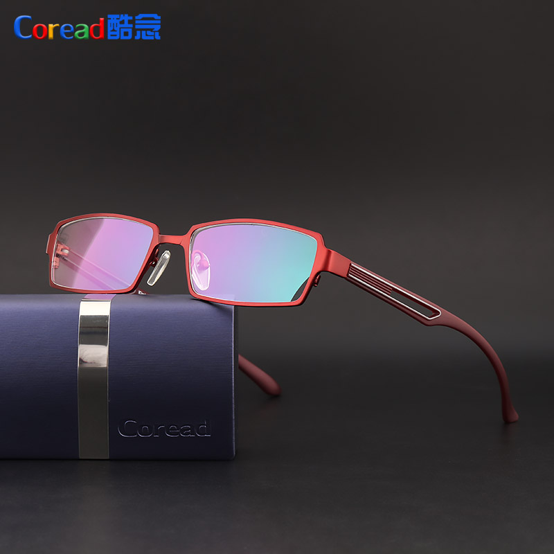 Cool read small face type eye frame male and female myopia students pure titanium spectacle frame ultra-small blue red eyes frame light