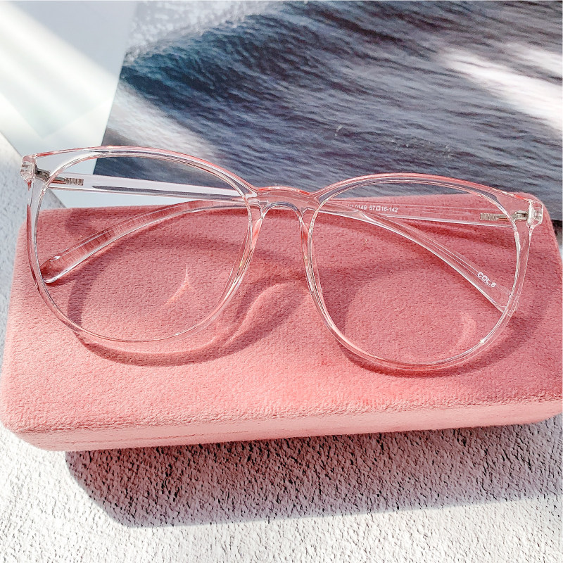 Ultra light myopia glasses female can be equipped with degree protection male tide transparent frame small red book Black frame Net red face small face
