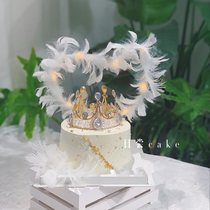 Engagement dessert table decoration wedding engagement anniversary wedding plug-in love feathers a hundred years of good cake ornaments