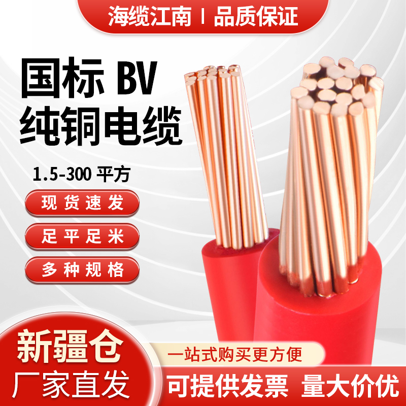 Jiangnan Zr-Bv National Standard Copper Core Wire Flame-Retardant Single-Core Hard Wire 2.5 4 6 10 16 Square Meters Household Electrical Cable